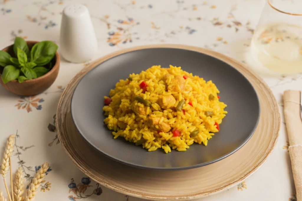 Arroz con pollo y verduras