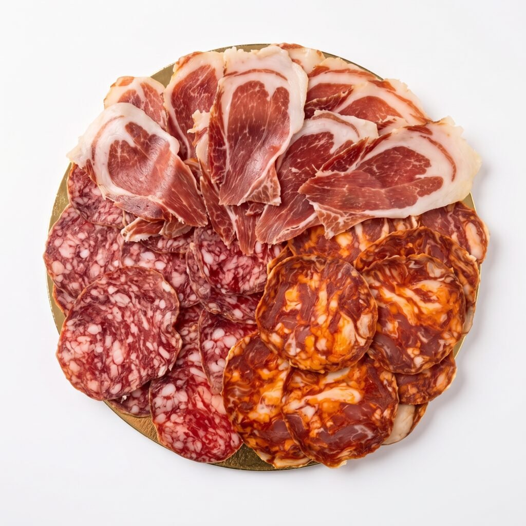 Plato de paletilla ibérica, chorizo ibérico y salchichón ibérico