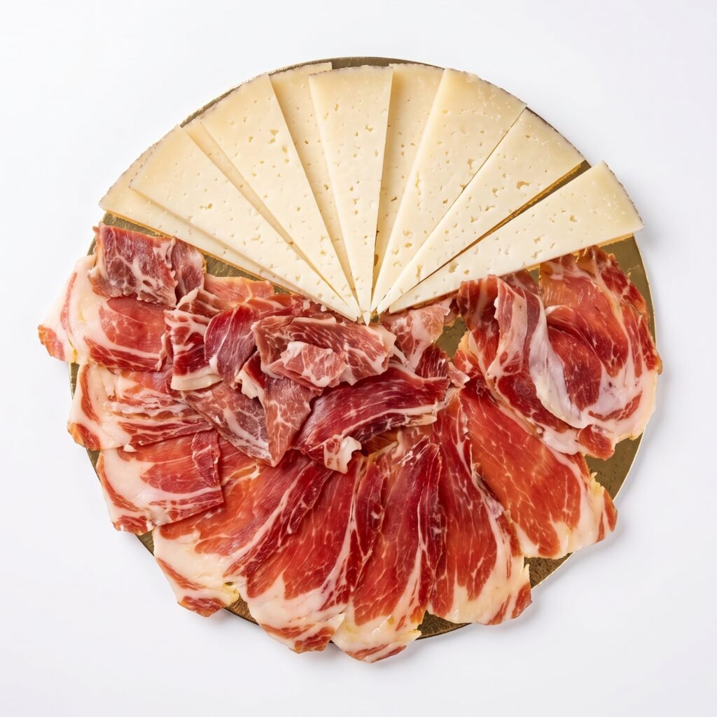 Plato de paletilla ibérica y queso